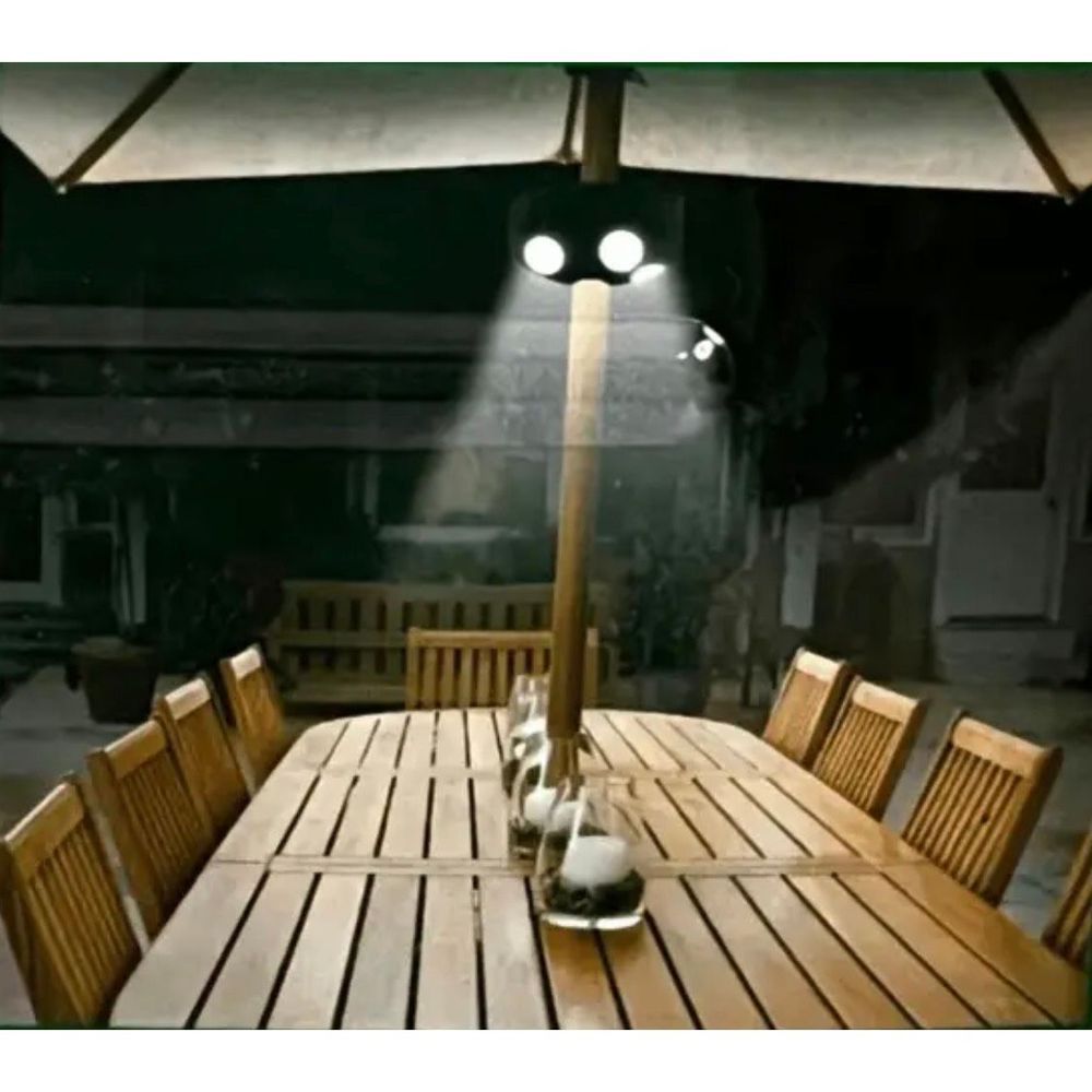 Gardenline Clamp On Umbrella Light Black 4 Led Lights